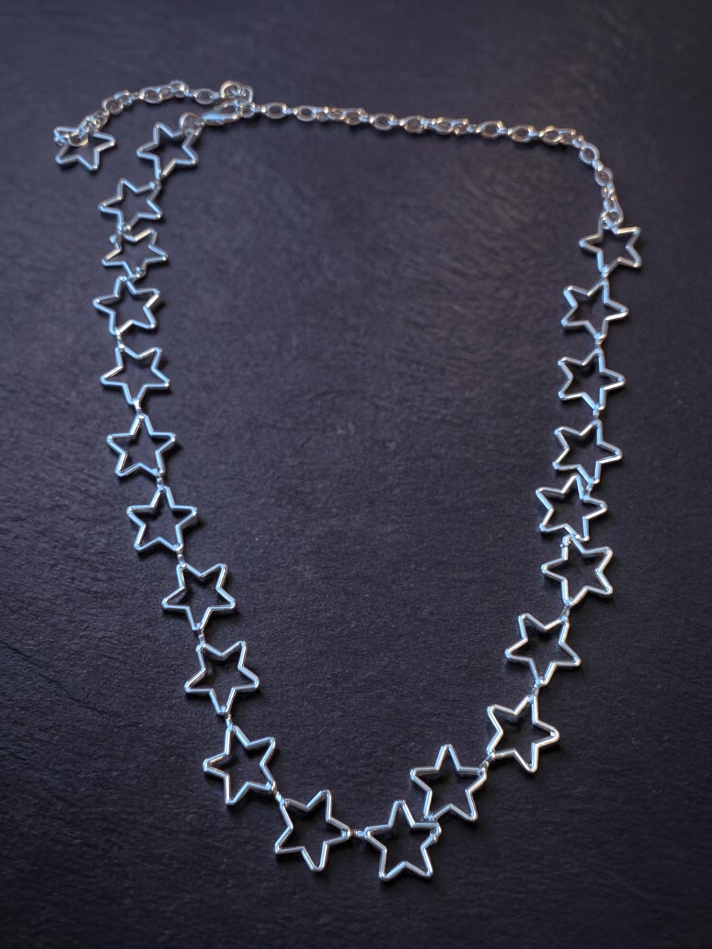 Silver Tone Open Star Link Chain Belt or necklace  Celestial Y2K Style Adjustabl